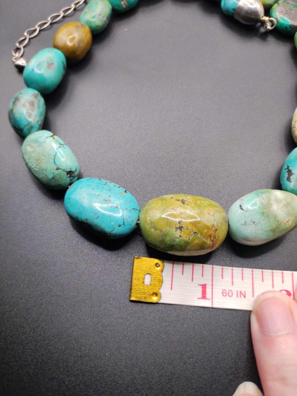 Jay King DTR Hubei Turquoise nugget necklace 925 Sterling Silver Chunky - Picture 2 of 9